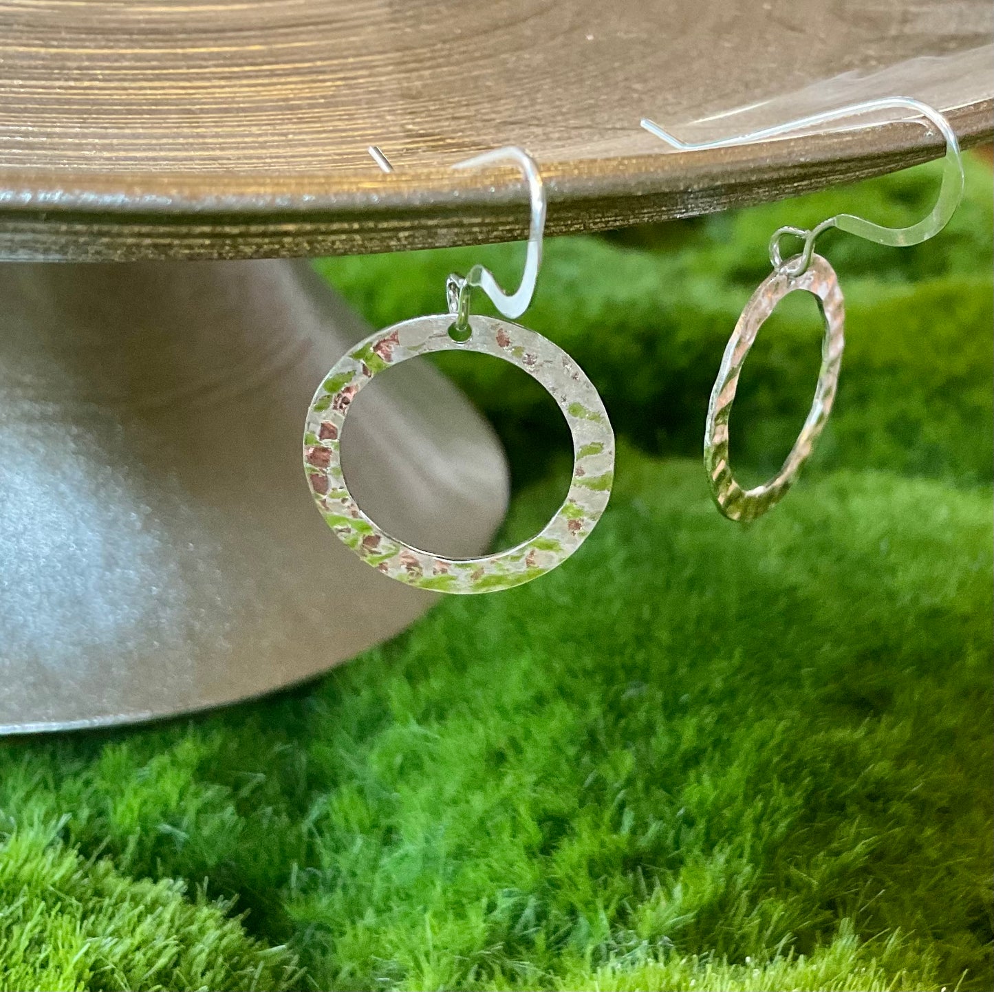 Hammered Circle Sterling Silver Earrings