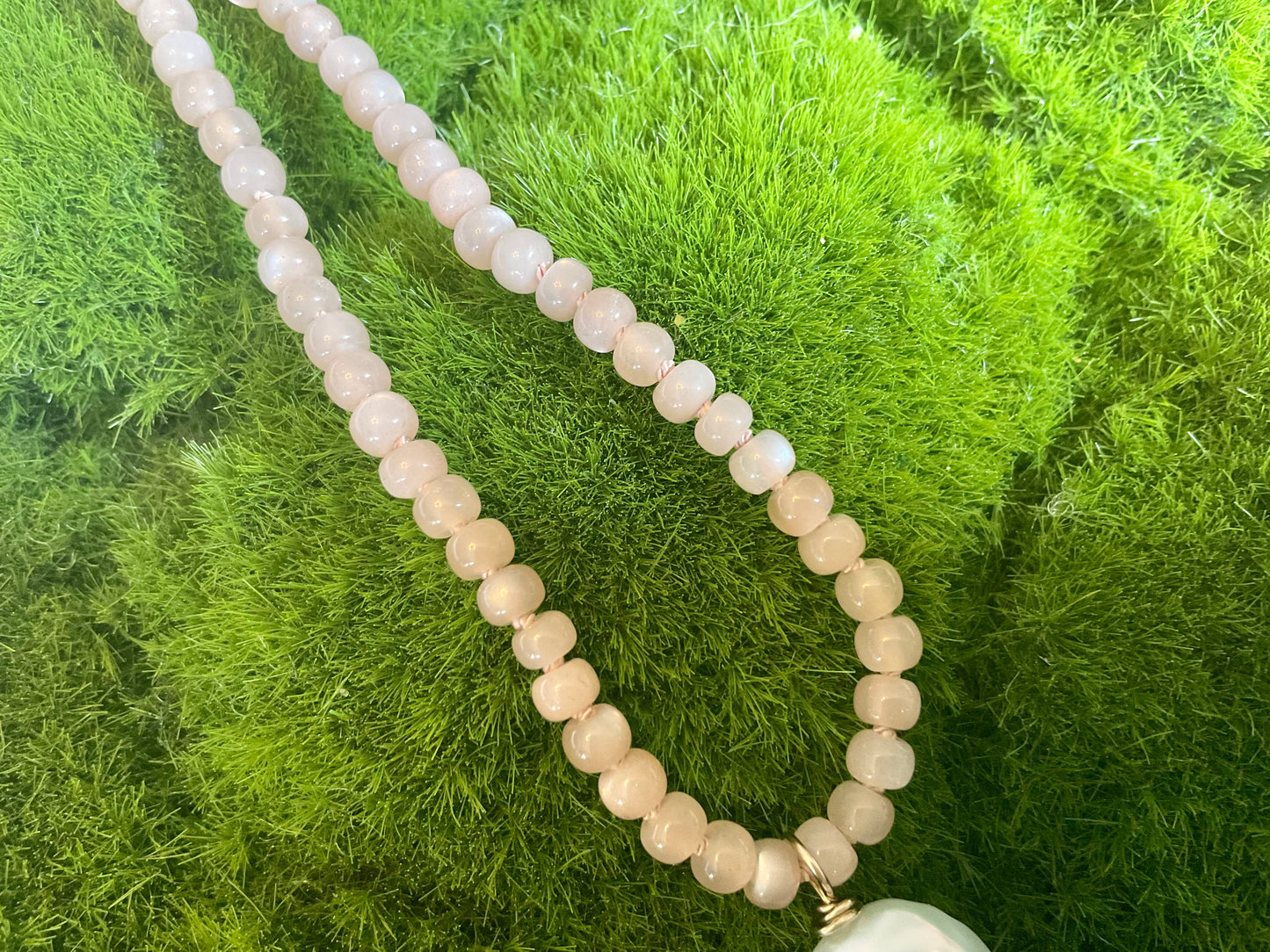 Hand-knotted Moonstone and Pearl Necklace