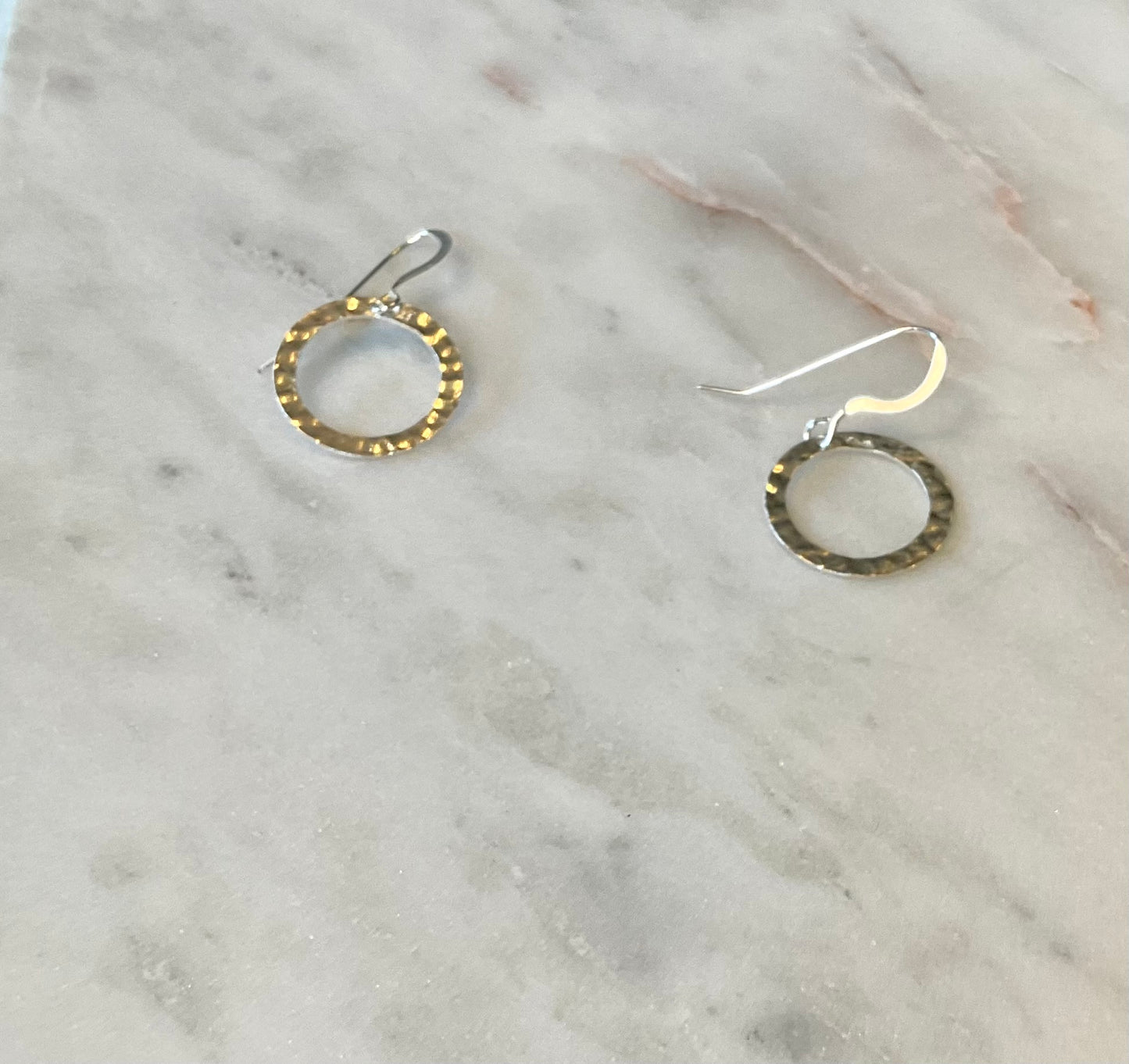 Hammered Circle Sterling Silver Earrings