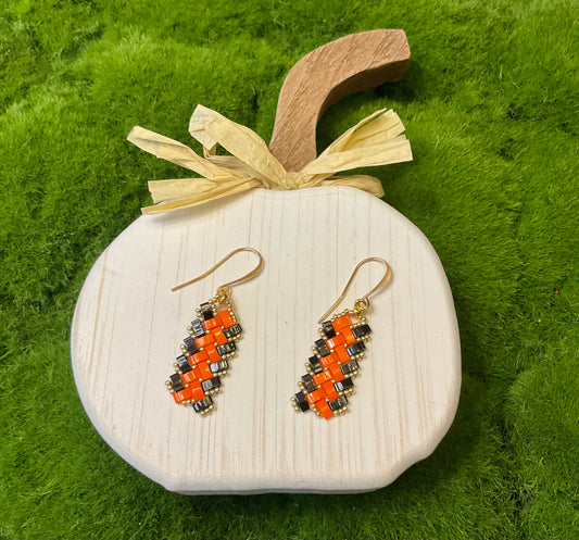 Back Again - Halloween Black and Orange Tila Earrings