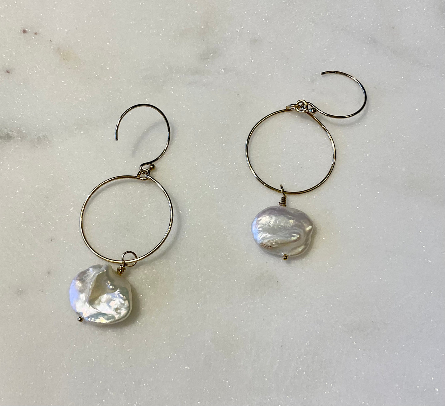 Gold-filled Hoops with Freshwater Pearl Earrings