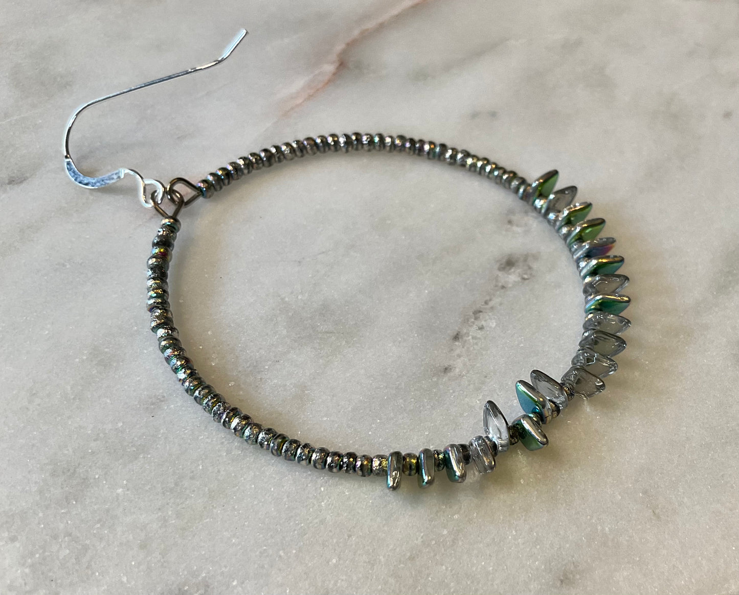 Silver and Green Scale Hoops