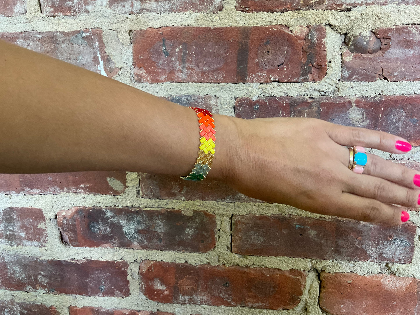 Rainbow Tila Hand-beaded Bracelet