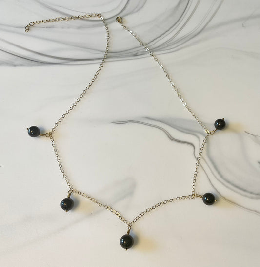 Gold-filled Necklace with Gold Sheen Obsidian Beads