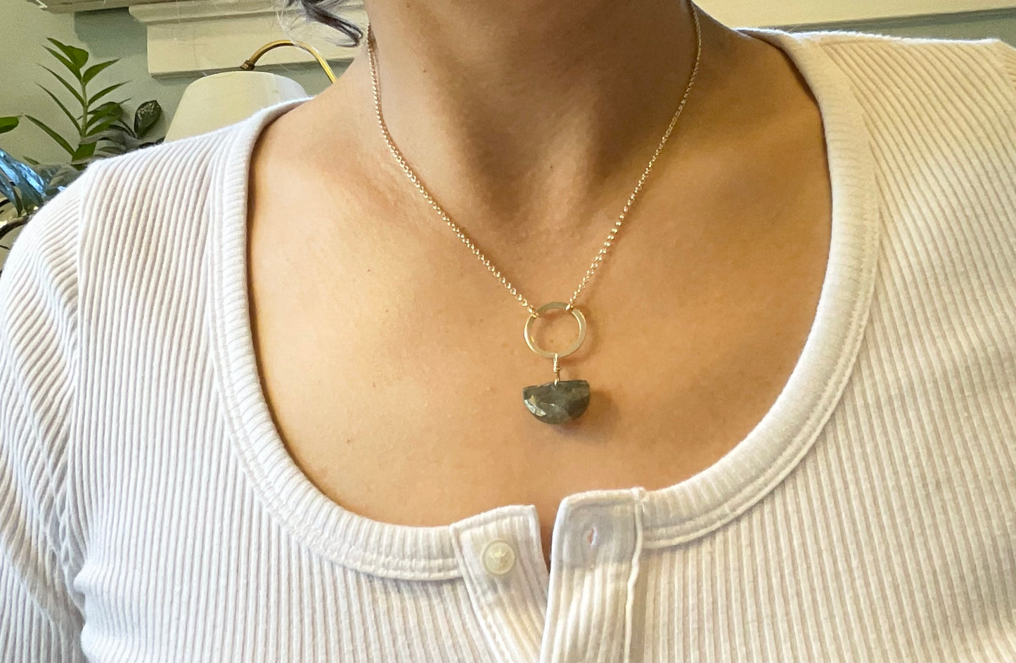 Labradorite Half-moon Pendant Necklace