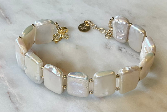 Pearl Bracelet with Gold-filled Beads