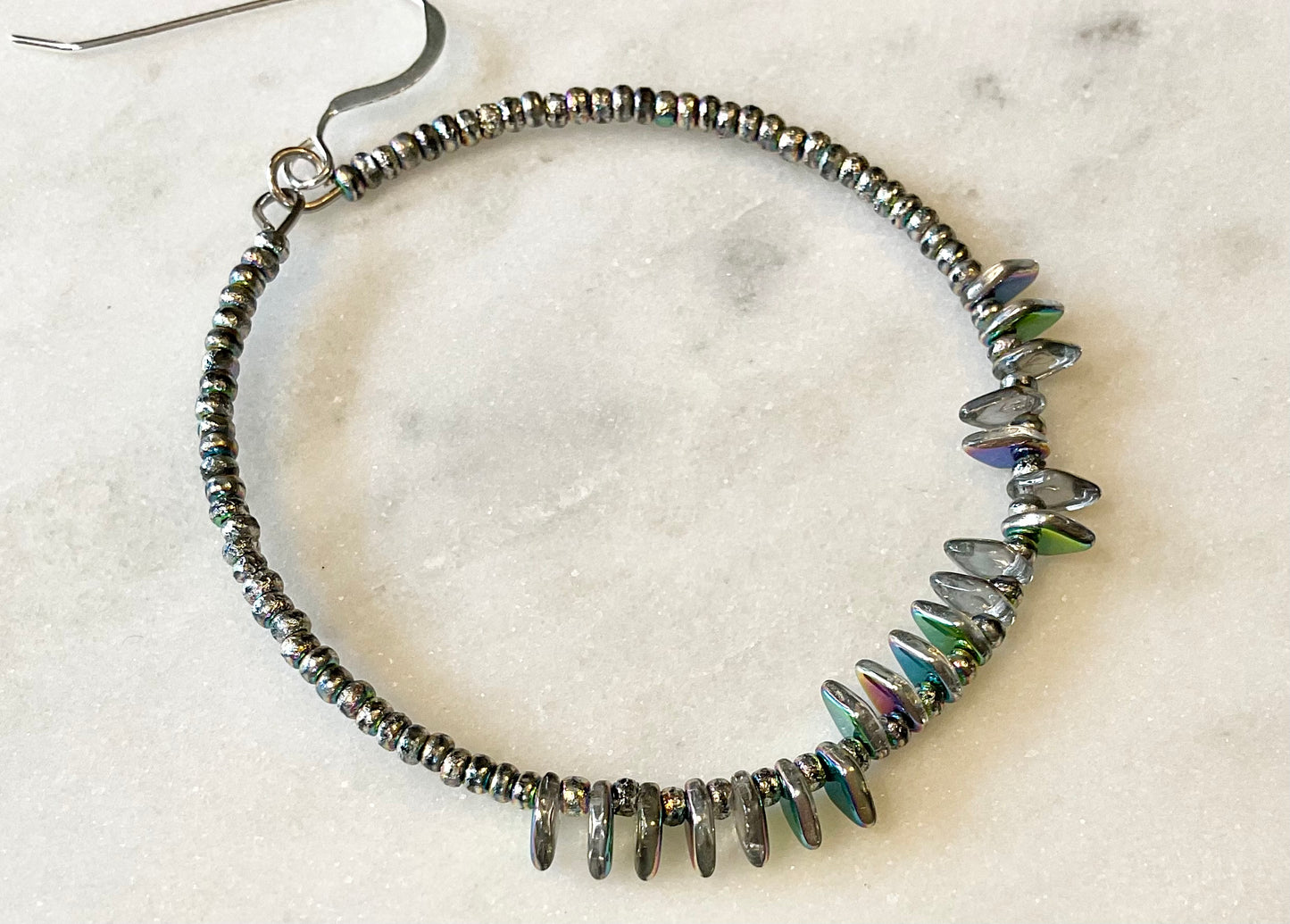 Silver and Green Scale Hoops