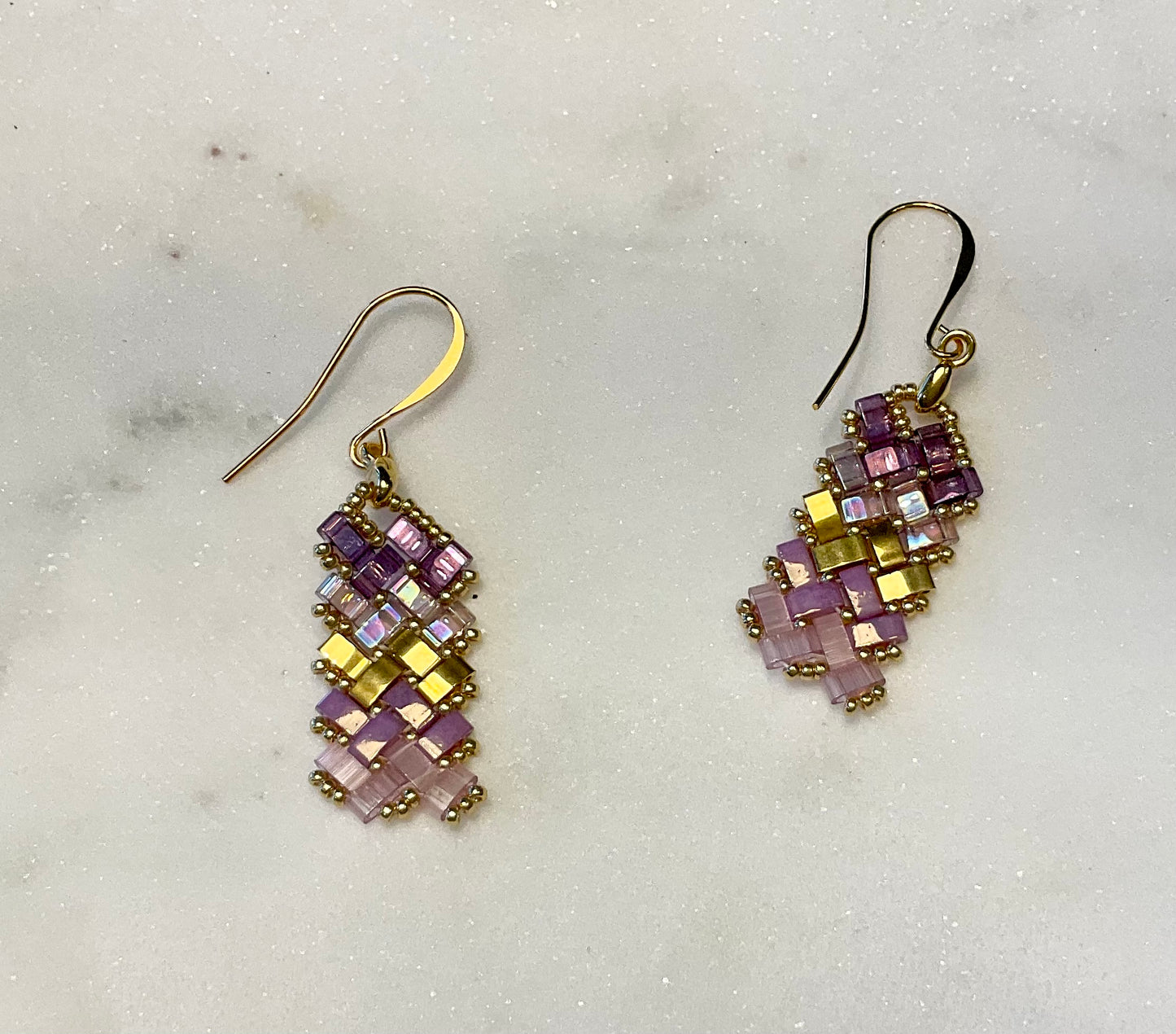 Purple Tila Earrings and Bracelet Set