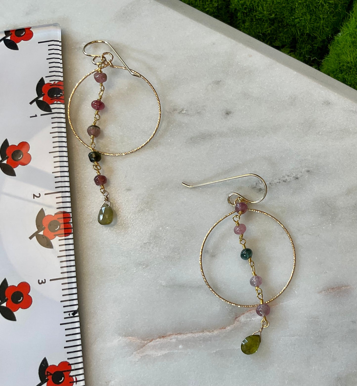 Tourmaline Chain Necklace and Matching Hoop Earrings