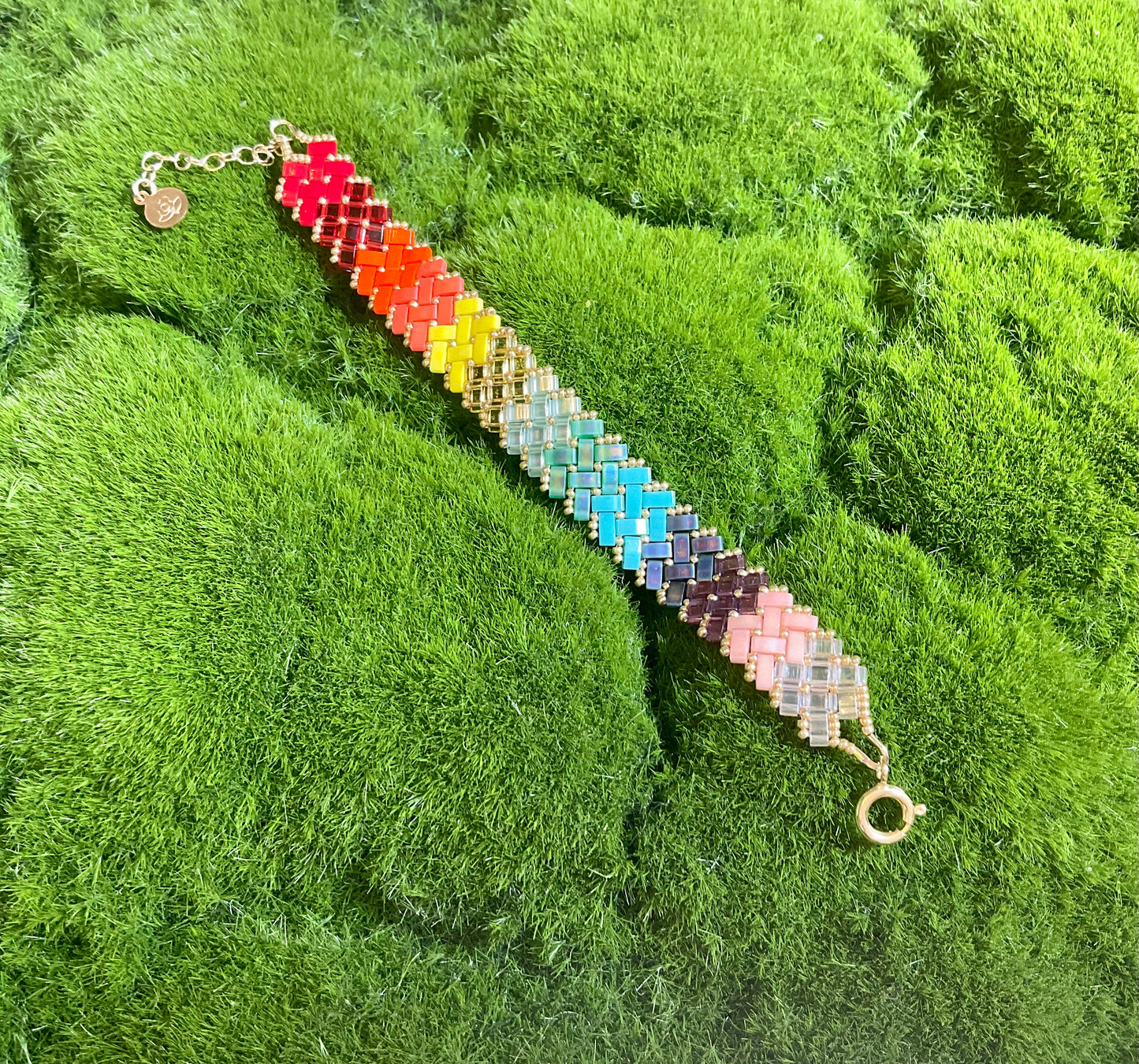 Rainbow Tila Hand-beaded Bracelet