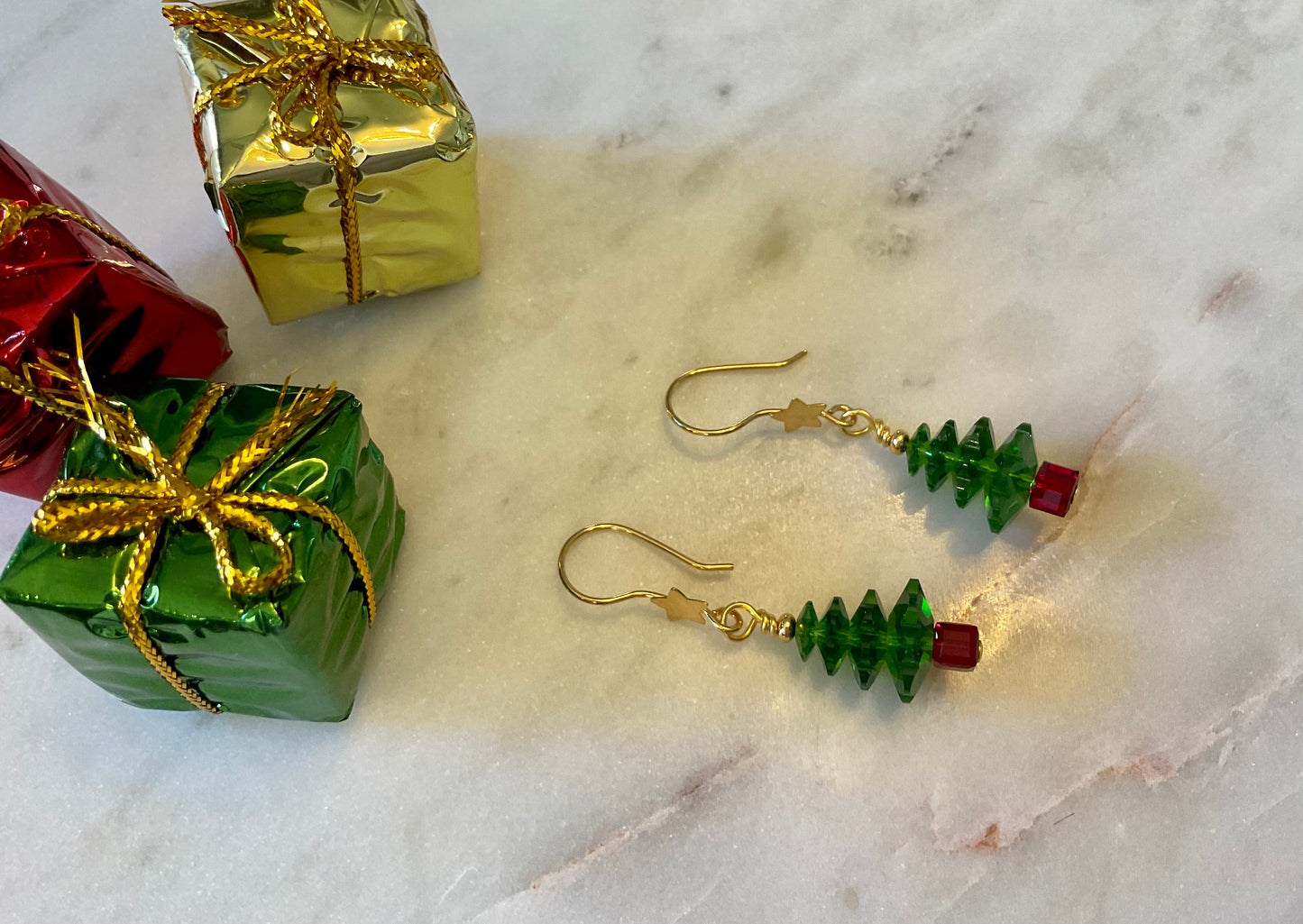 Crystal Christmas Tree Earrings Gold-Plated
