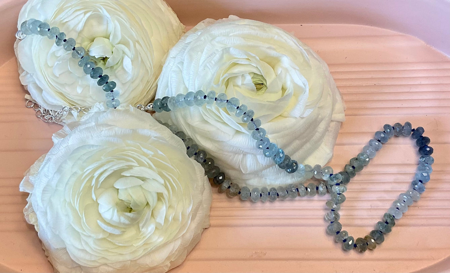 Moss Aquamarine Hand-knotted Necklace