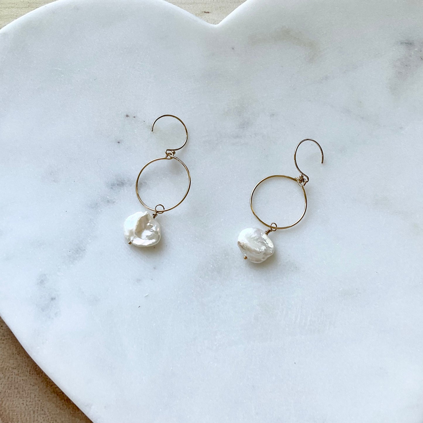 Gold-filled Hoops with Freshwater Pearl Earrings