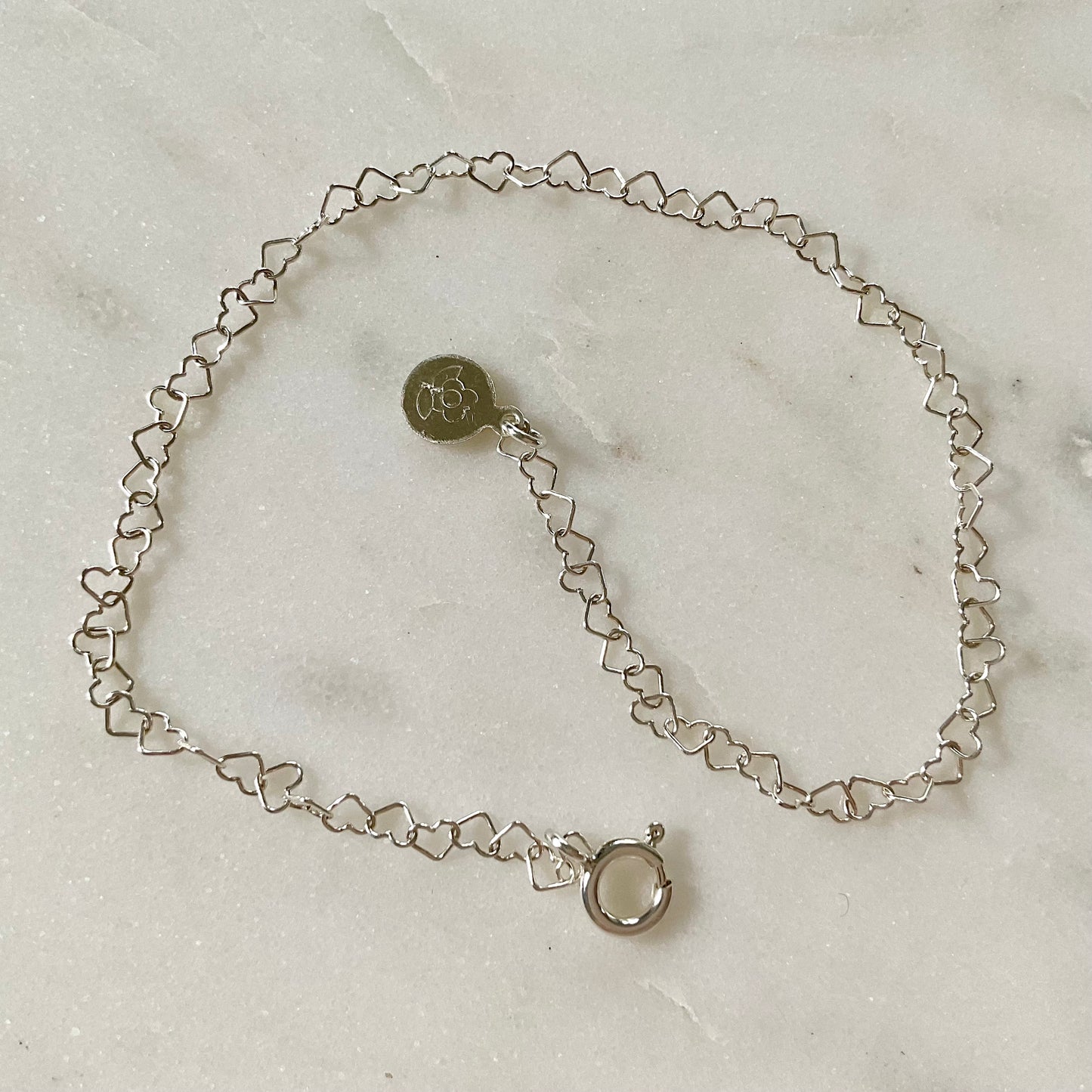Sterling Silver Heart Chain Anklet