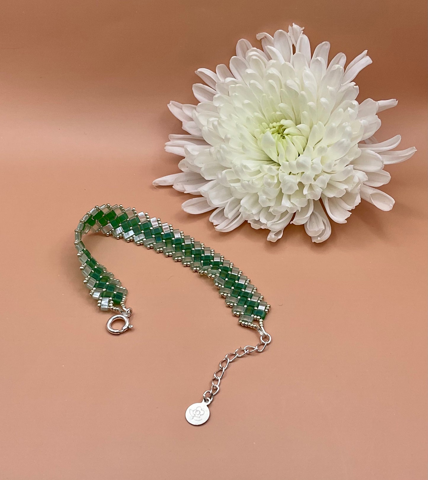 Hand-beaded Green Tila Bracelet