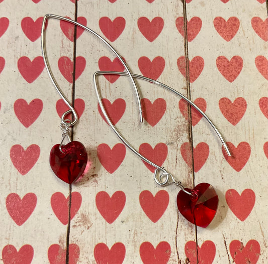 Red Heart Sterling Silver Earrings
