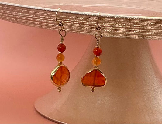 Gold-leafed Carnelian Earrings
