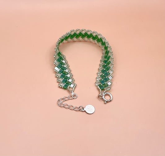 Hand-beaded Green Tila Bracelet